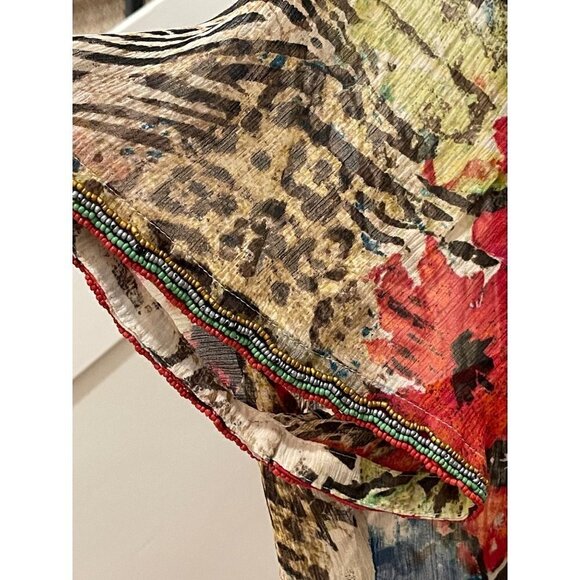 Chicos women’s silk tunic top  semi sheer with stone trim  48 chest - Picture 5 of 9